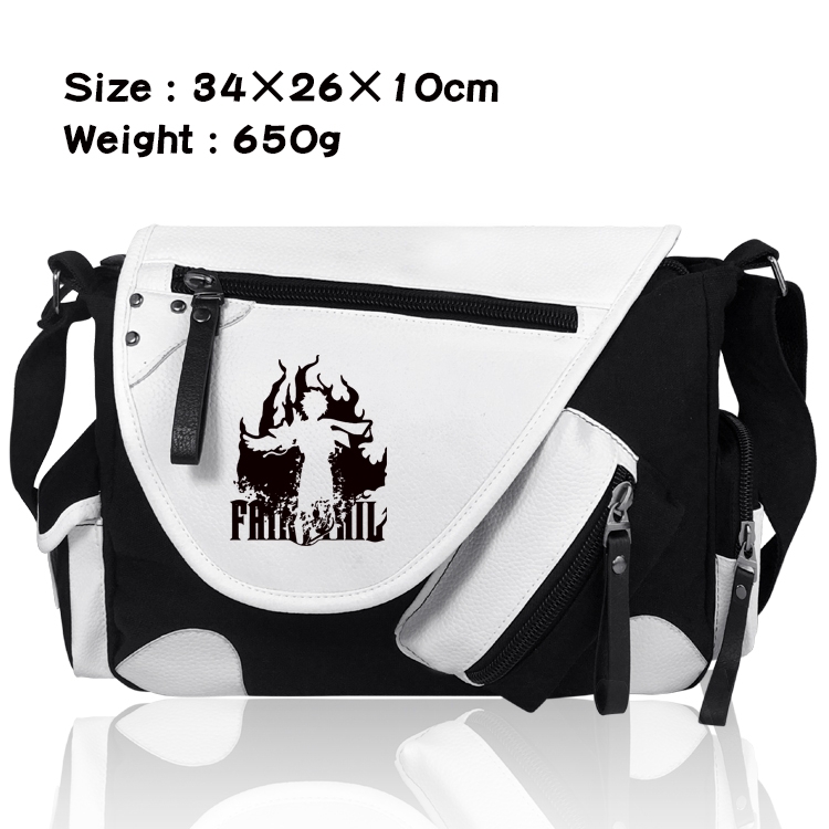 Fairy tail  PU Colorblock Leather Shoulder Crossbody Bag 34x26x10cm