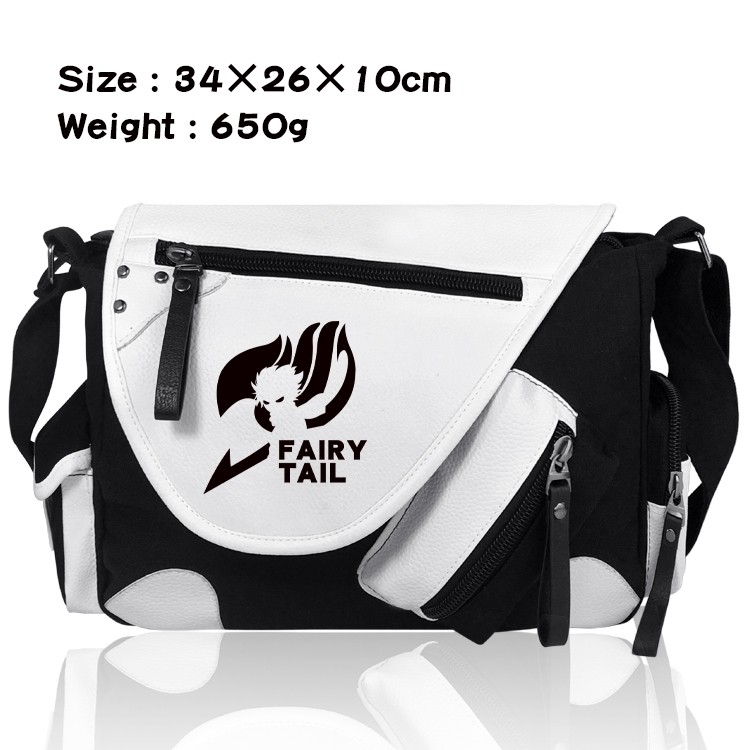 Fairy tail  PU Colorblock Leather Shoulder Crossbody Bag 34x26x10cm
