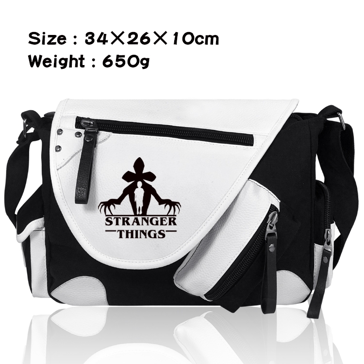 Stranger Things PU Colorblock Leather Shoulder Crossbody Bag 34x26x10cm