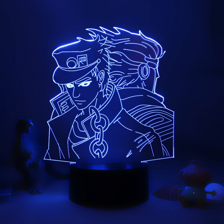 JoJos Bizarre Adventure 3D night light USB touch switch colorful acrylic table lamp BLACK BASE 517