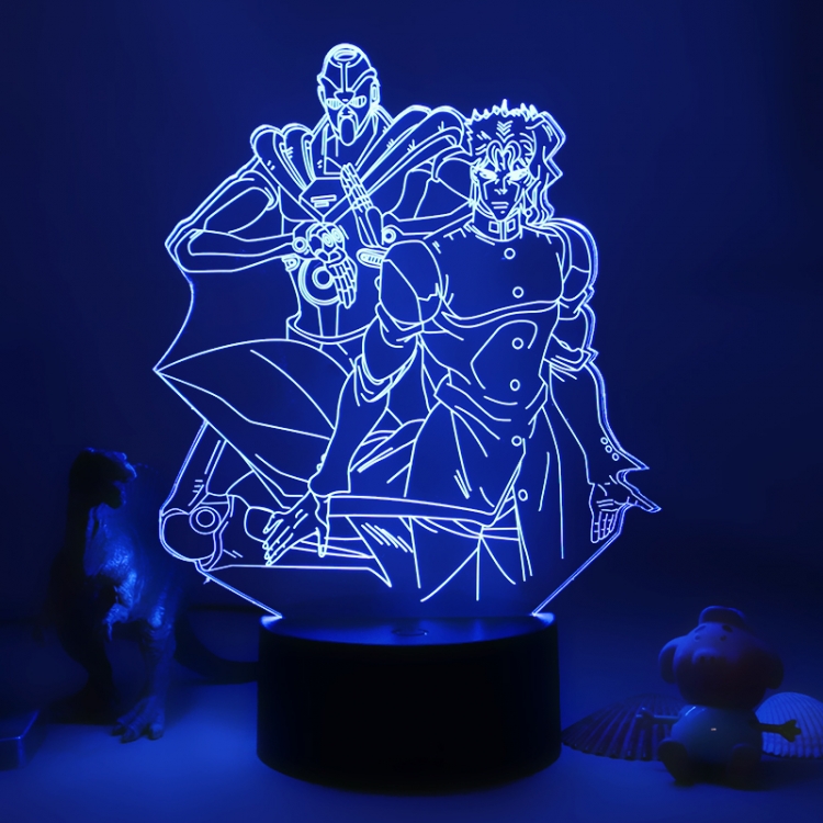 JoJos Bizarre Adventure 3D night light USB touch switch colorful acrylic table lamp BLACK BASE  1284