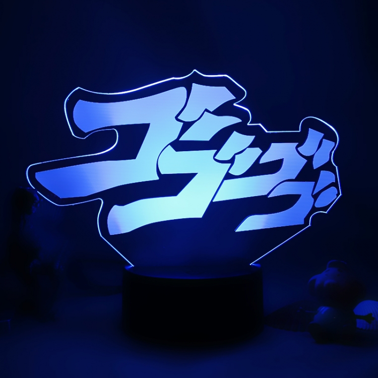 JoJos Bizarre Adventure 3D night light USB touch switch colorful acrylic table lamp BLACK BASE  639