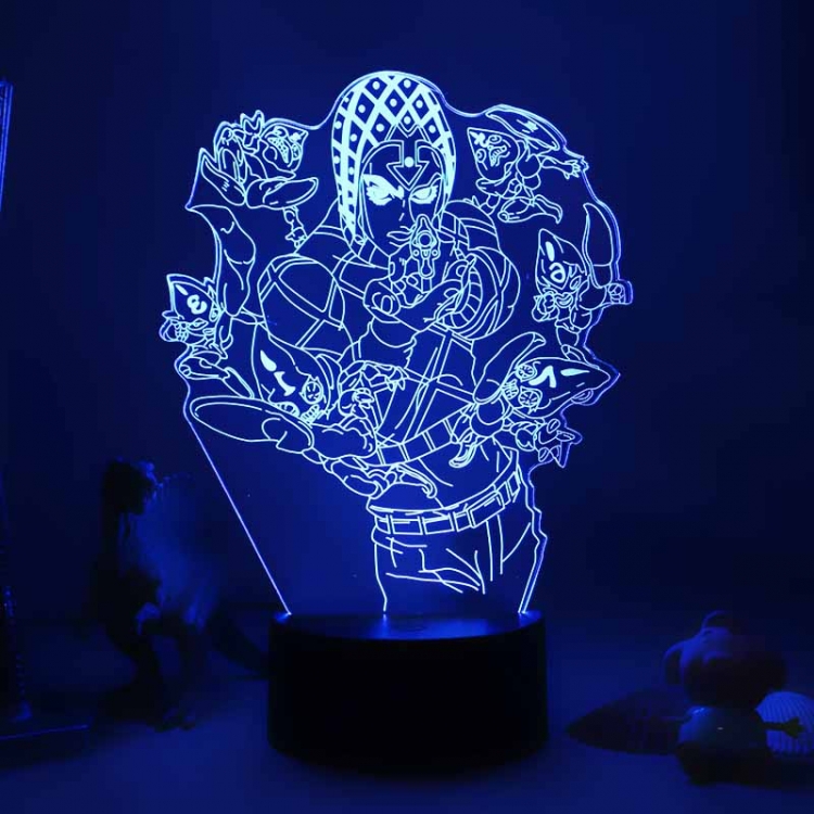 JoJos Bizarre Adventure 3D night light USB touch switch colorful acrylic table lamp BLACK BASE  1900