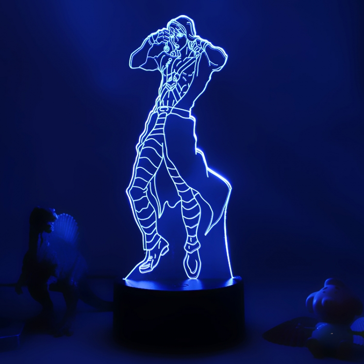 JoJos Bizarre Adventure 3D night light USB touch switch colorful acrylic table lamp BLACK BASE 1631