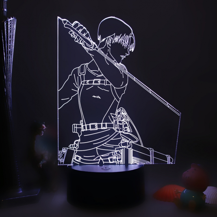 Shingeki no Kyojin 3D night light USB touch switch colorful acrylic table lamp BLACK BASE 