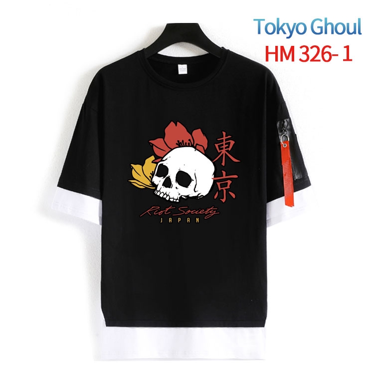 Tokyo Ghoul Cotton Crew Neck Fake Two-Piece Short Sleeve T-Shirt from S to 4XL HM-326-1