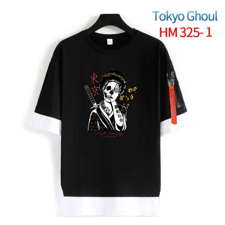 Tokyo Ghoul Cotton Crew Neck Fake Two-Piece Short Sleeve T-Shirt from S to 4XL  HM-325-1