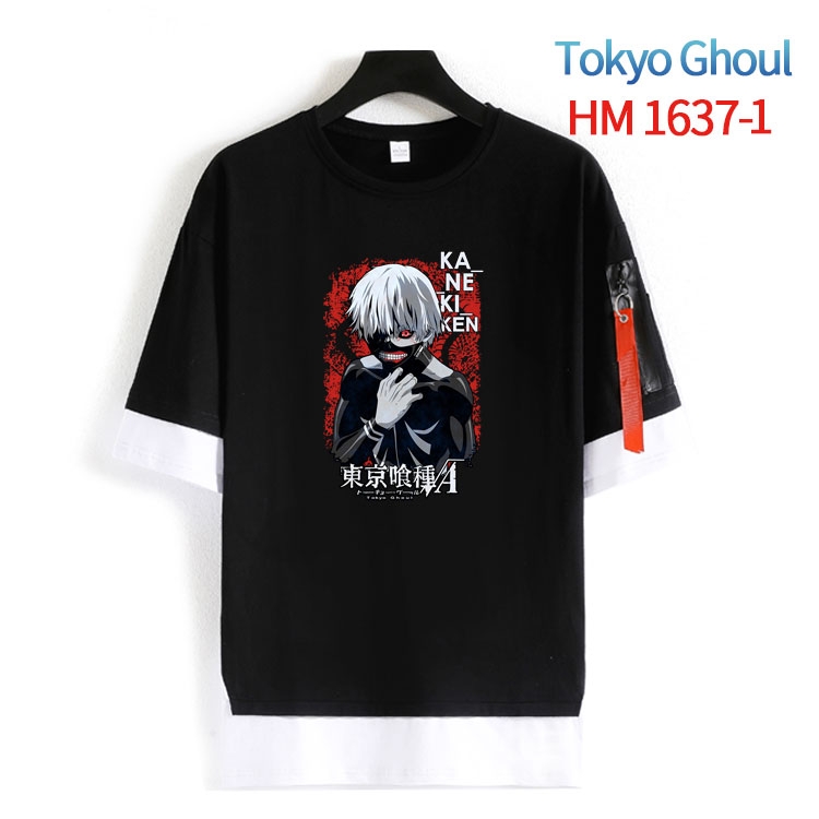 Tokyo Ghoul Cotton Crew Neck Fake Two-Piece Short Sleeve T-Shirt from S to 4XL HM-1637-1