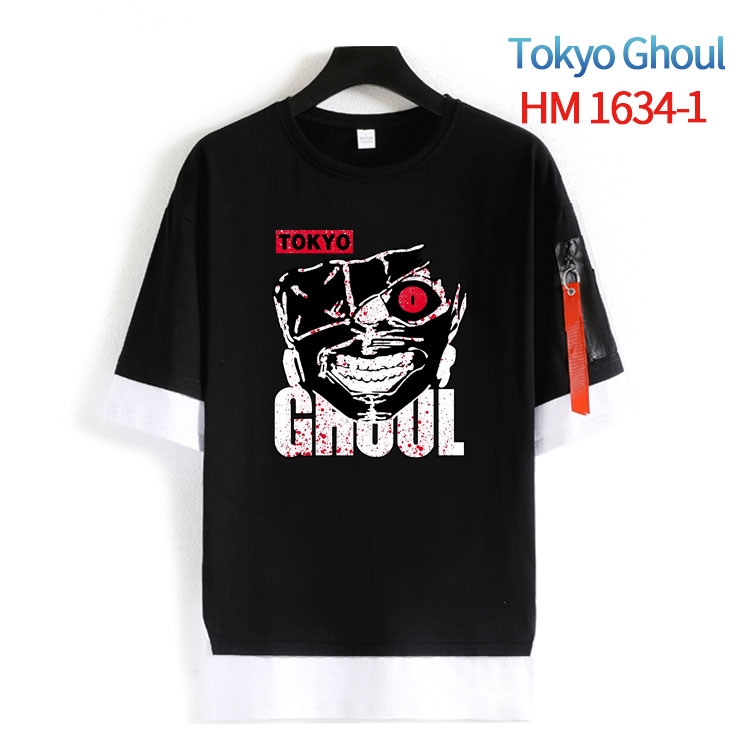 Tokyo Ghoul Cotton Crew Neck Fake Two-Piece Short Sleeve T-Shirt from S to 4XL HM-1634-1
