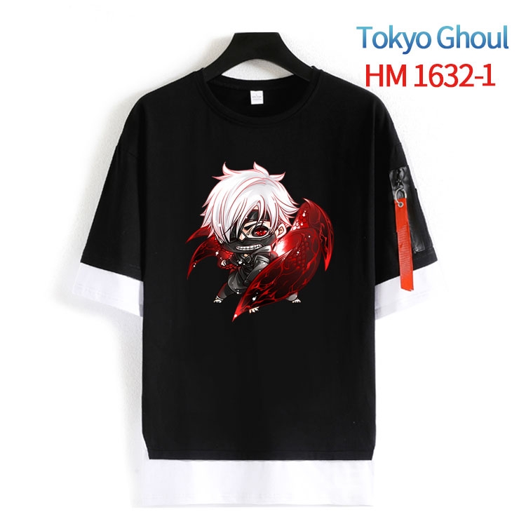 Tokyo Ghoul Cotton Crew Neck Fake Two-Piece Short Sleeve T-Shirt from S to 4XL  HM-1632-1