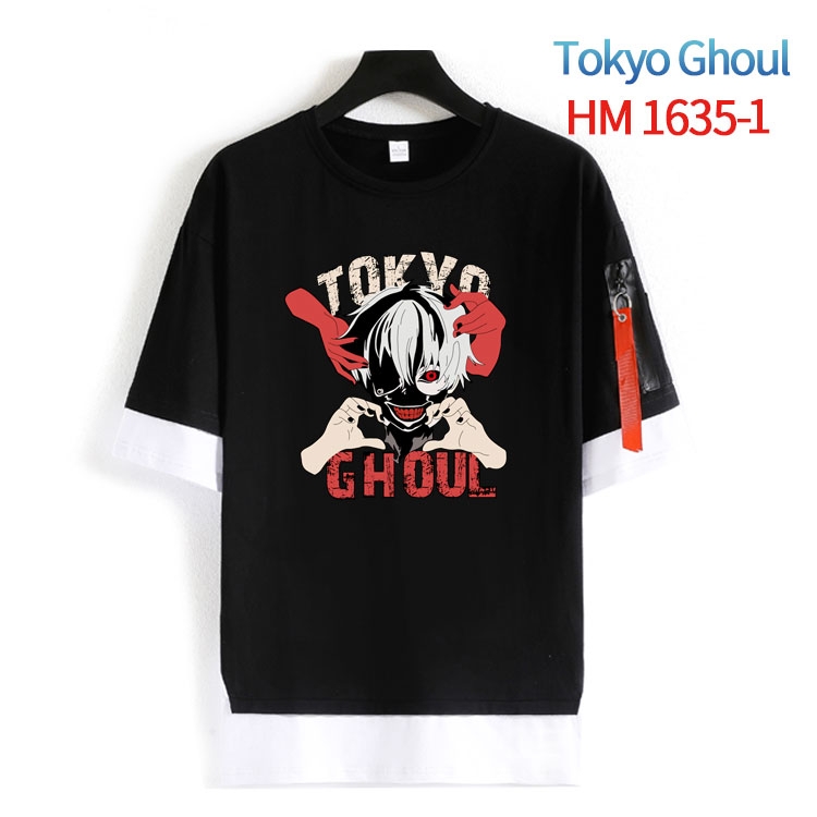 Tokyo Ghoul Cotton Crew Neck Fake Two-Piece Short Sleeve T-Shirt from S to 4XL HM-1635-1