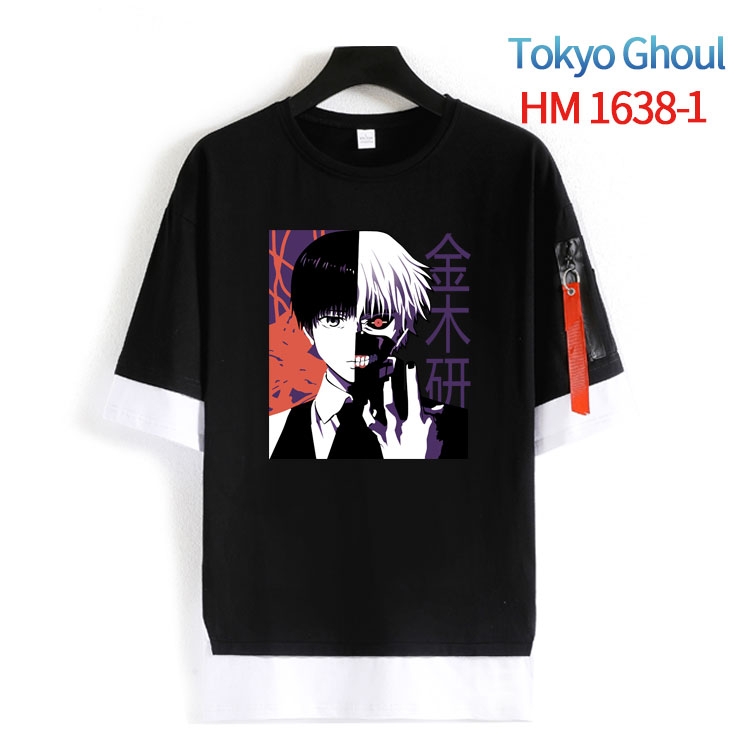 Tokyo Ghoul Cotton Crew Neck Fake Two-Piece Short Sleeve T-Shirt from S to 4XL  HM-1638-1