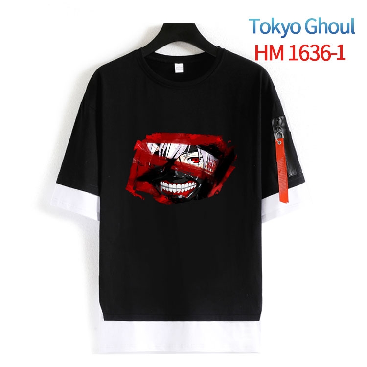 Tokyo Ghoul Cotton Crew Neck Fake Two-Piece Short Sleeve T-Shirt from S to 4XL  HM-1636-1