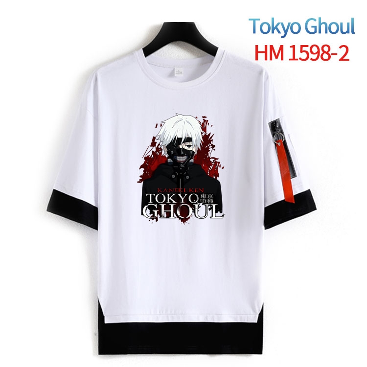Tokyo Ghoul Cotton Crew Neck Fake Two-Piece Short Sleeve T-Shirt from S to 4XL HM-1598-2