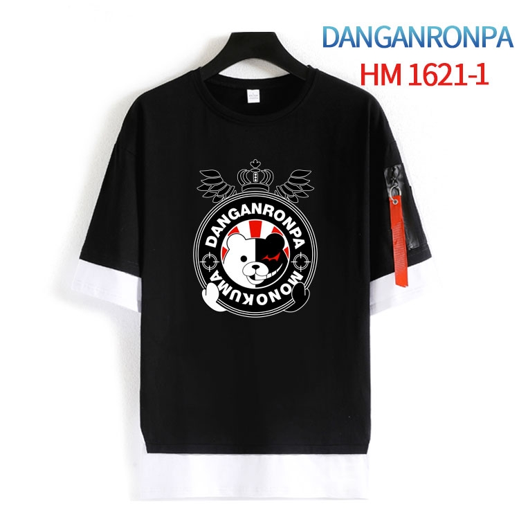 Dangan-Ronpa  Cotton Crew Neck Fake Two-Piece Short Sleeve T-Shirt from S to 4XL HM-1621-1