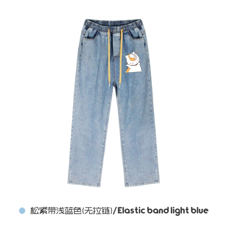 Natsume_Yuujintyou Elasticated No-Zip Denim Trousers from M to 3XL  NZCK02-1