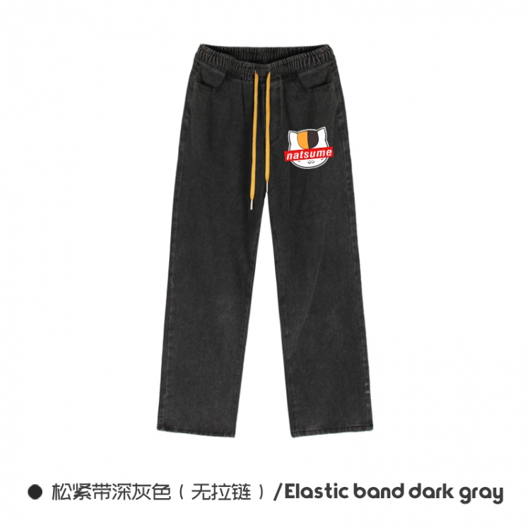 Natsume_Yuujintyou Elasticated No-Zip Denim Trousers from M to 3XL  NZCK01-1