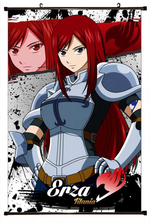 Fairy tail Anime black Plastic rod Cloth painting Wall Scroll 60X90CM  Y2-3