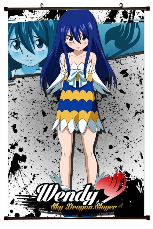 Fairy tail Anime black Plastic rod Cloth painting Wall Scroll 60X90CM  Y2-8