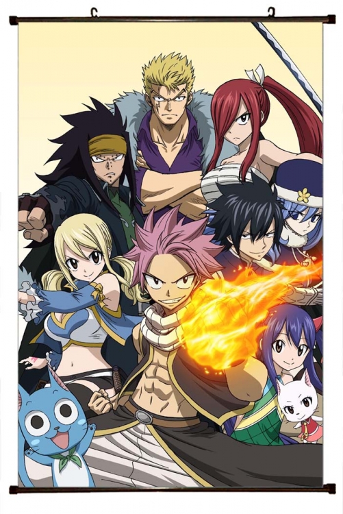 Fairy tail Anime black Plastic rod Cloth painting Wall Scroll 60X90CM  Y2-60