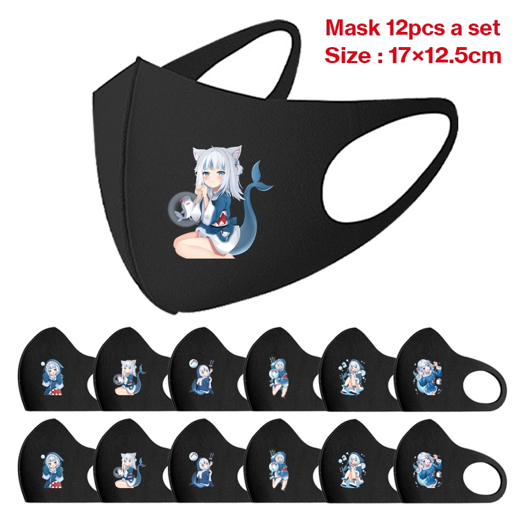 Gawr-Gura Anime peripheral adult masks 17x12.5cm a set of 12