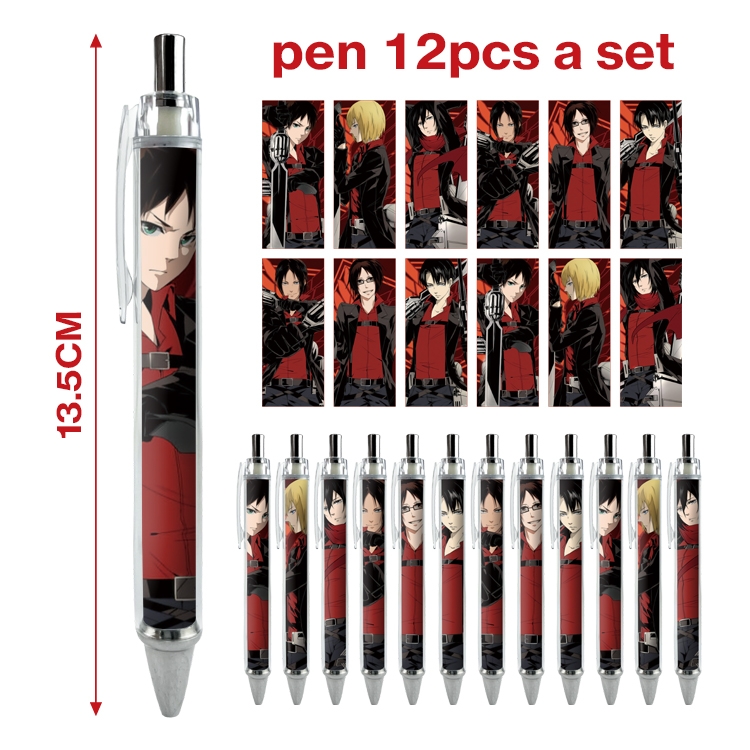 Shingeki no Kyojin anime ballpoint pen A set of 12