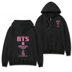 BTS Black Hooded Thick Zip Jac...