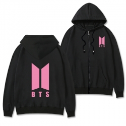 BTS Black Hooded Thick Zip Jac...