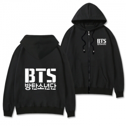 BTS Black Hooded Thick Zip Jac...