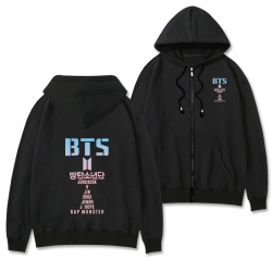 BTS Black Hooded Thick Zip Jac...