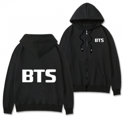 BTS Black Hooded Thick Zip Jac...