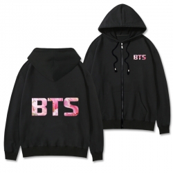 BTS Black Hooded Thick Zip Jac...