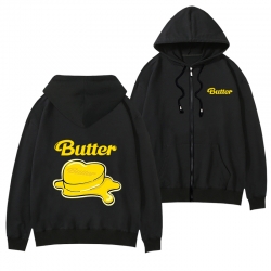 butter Black Hooded Thick Zip ...