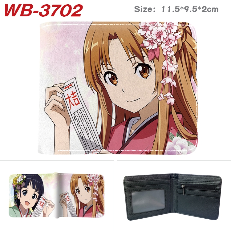 Sword Art Online Anime color book two-fold leather wallet 11.5X9.5X2CM WB-3702A