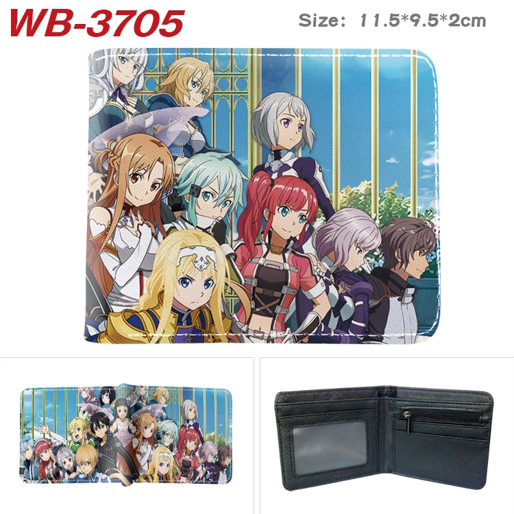 Sword Art Online Anime color book two-fold leather wallet 11.5X9.5X2CM WB-3705A