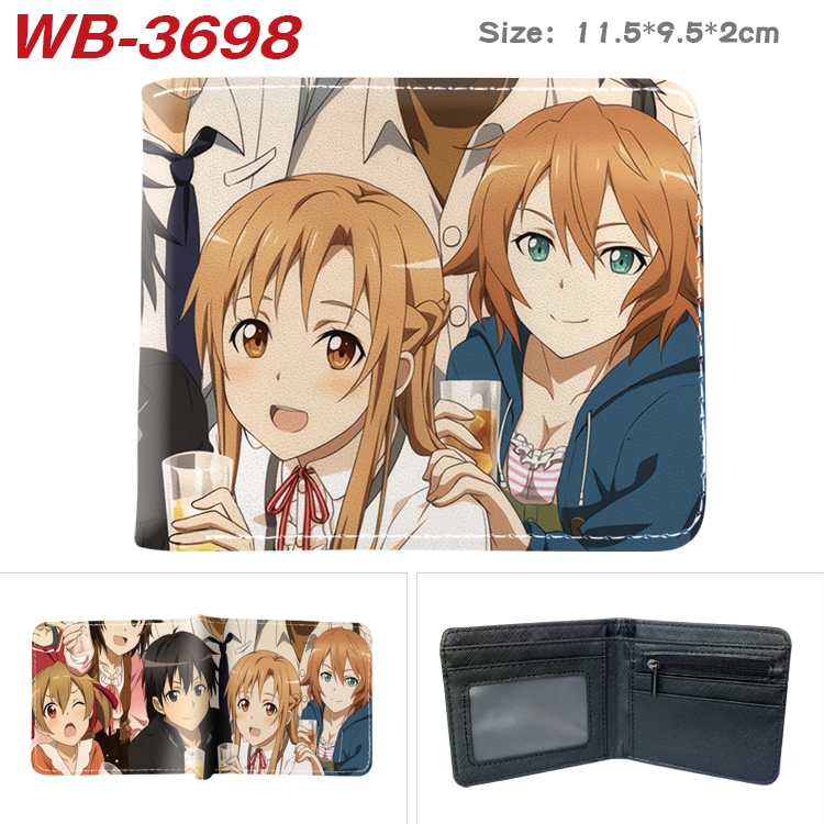 Sword Art Online Anime color book two-fold leather wallet 11.5X9.5X2CM WB-3698A