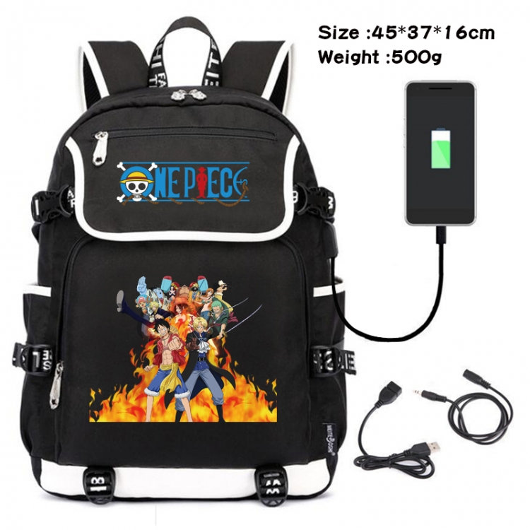 One Piece Anime Flip Data Cable Backpack School Bag 45X37X16CM