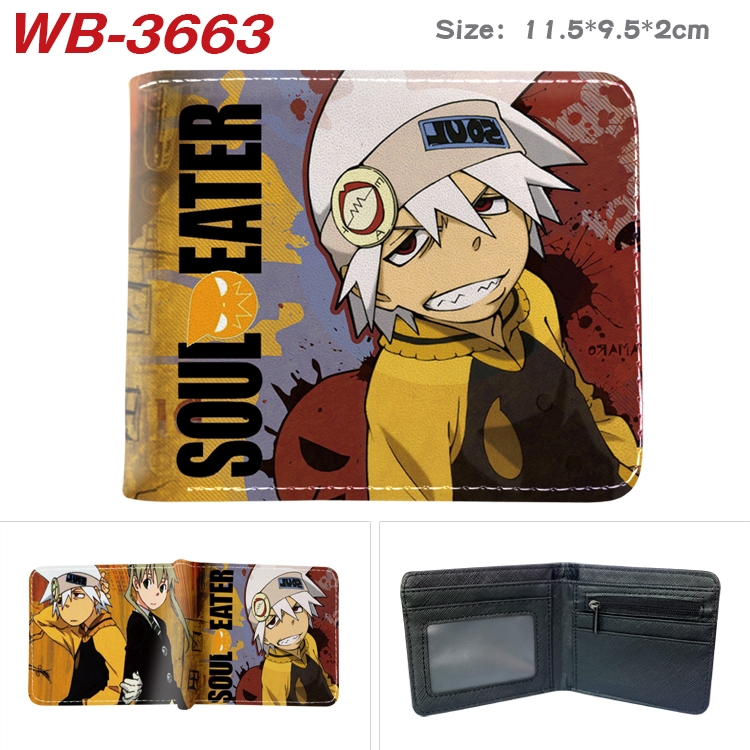 Soul Eater Anime color book two-fold leather wallet 11.5X9.5X2CM  WB-3663A