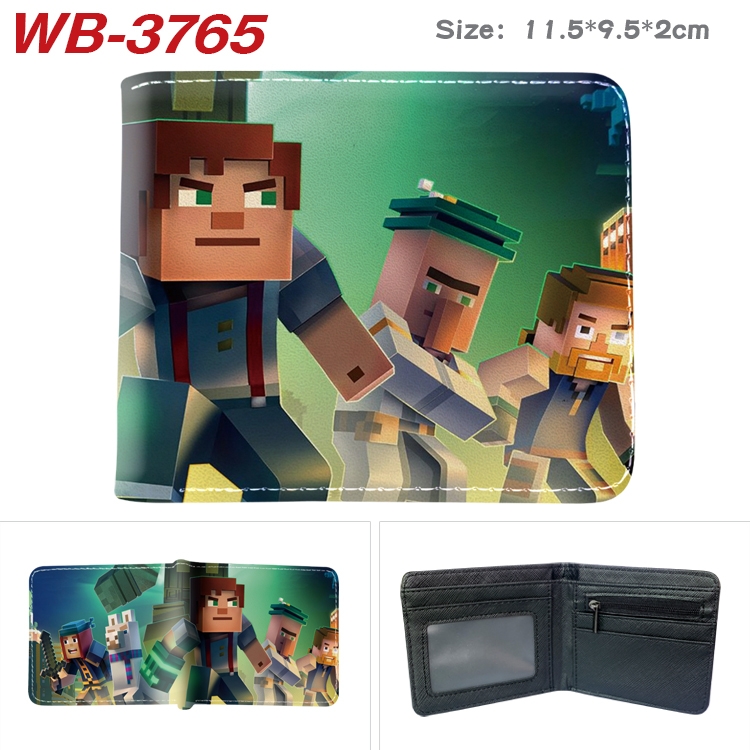 Minecraft Anime color book two-fold leather wallet 11.5X9.5X2CM WB-3765A