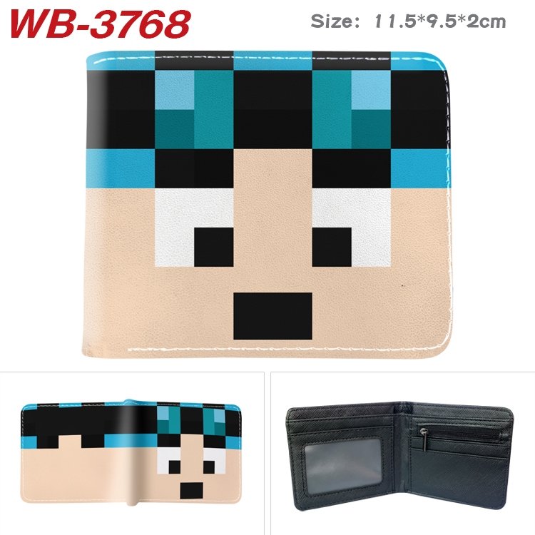 Minecraft Anime color book two-fold leather wallet 11.5X9.5X2CM WB-3768A