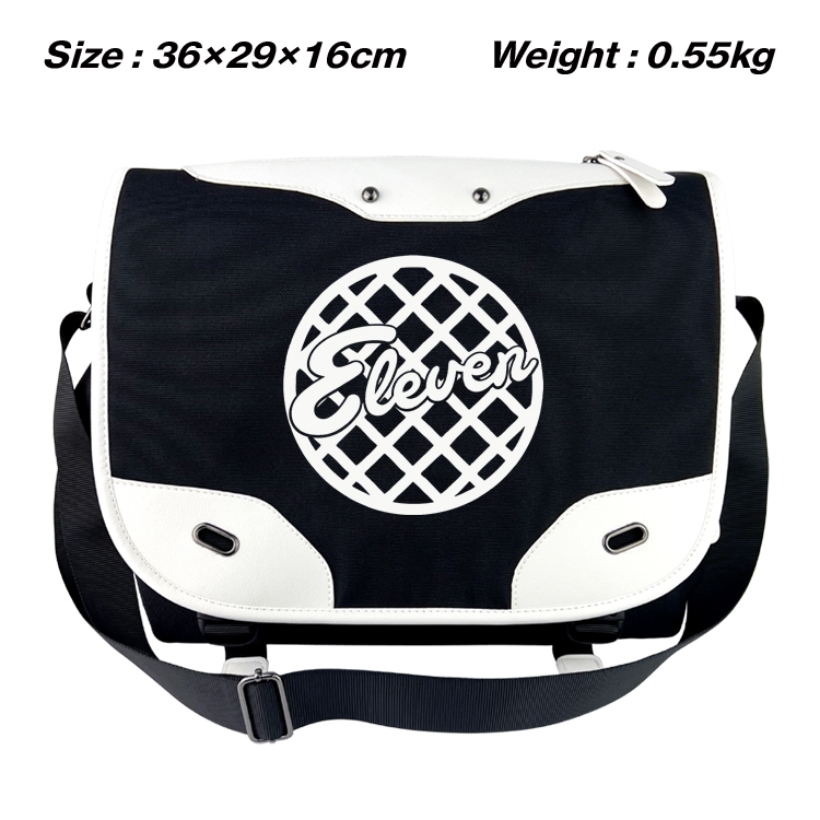 Stranger Things  Black and white anime waterproof nylon shoulder messenger bag schoolbag 36X29X16CM