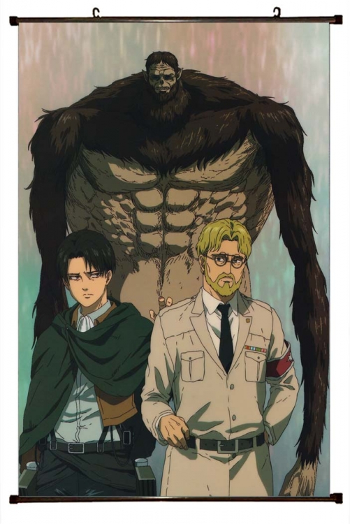 Shingeki no Kyojin Anime black Plastic rod Cloth painting Wall Scroll 60X90CM  J12-324