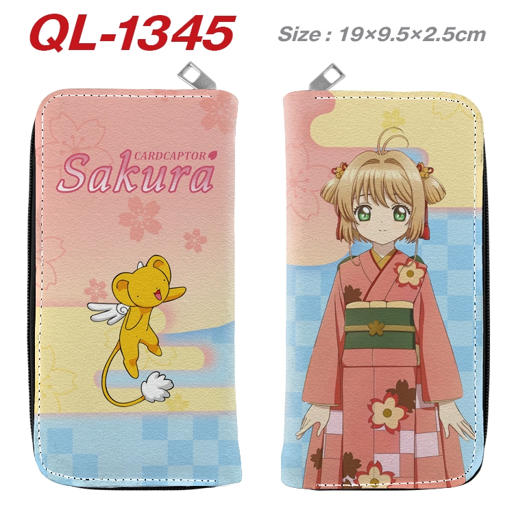 Card Captor Sakura Anime pu leather long zipper wallet 19X9.5X2.5CM QL-1345