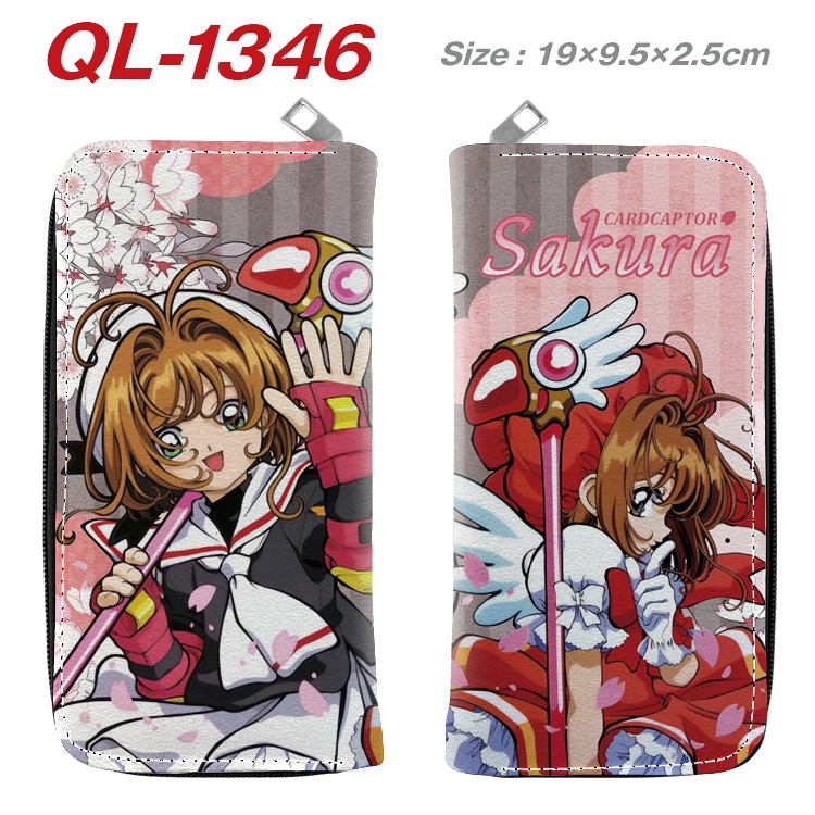 Card Captor Sakura Anime pu leather long zipper wallet 19X9.5X2.5CM QL-1346
