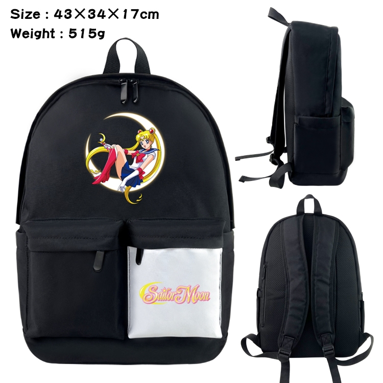 sailormoon Anime Black and White Double Spell Waterproof Backpack School Bag 43x34x17cm