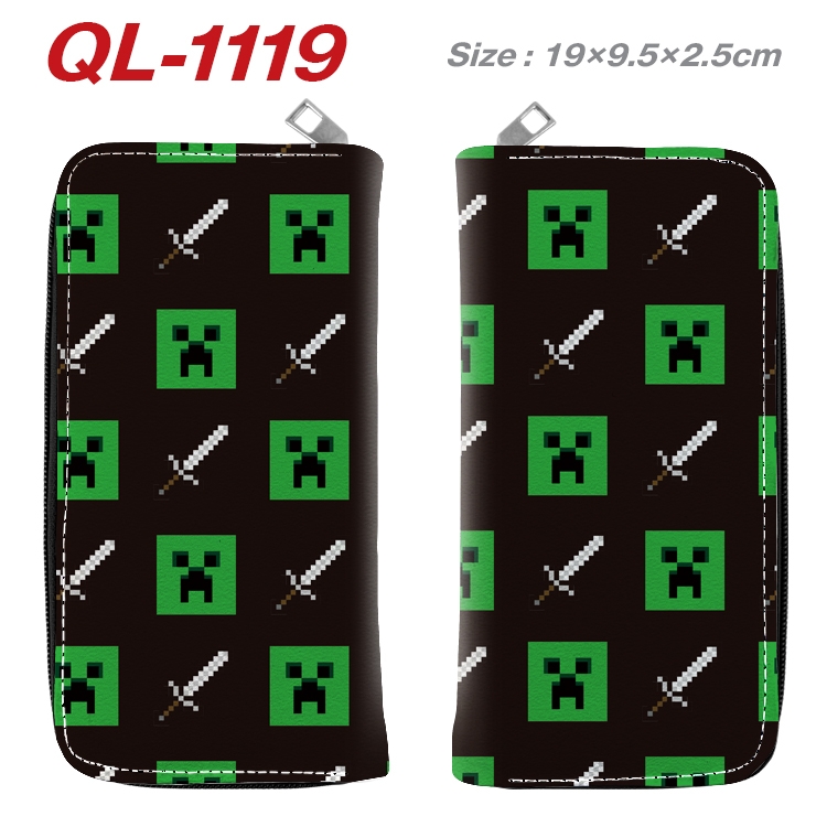 Minecraft Anime pu leather long zipper wallet 19X9.5X2.5CM QL-1119