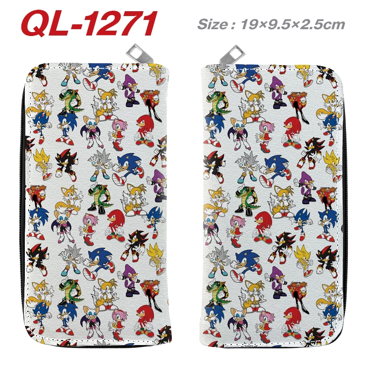 Sonic The Hedgehog Anime pu leather long zipper wallet 19X9.5X2.5CM wallet 19X9.5X2.5CM QL-1271