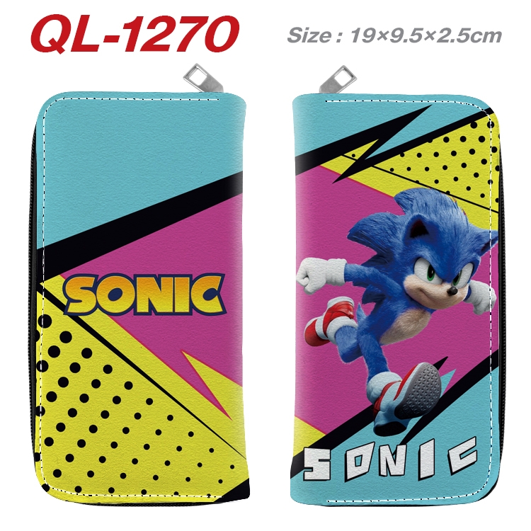 Sonic The Hedgehog Anime pu leather long zipper wallet 19X9.5X2.5CM wallet 19X9.5X2.5CM QL-1270
