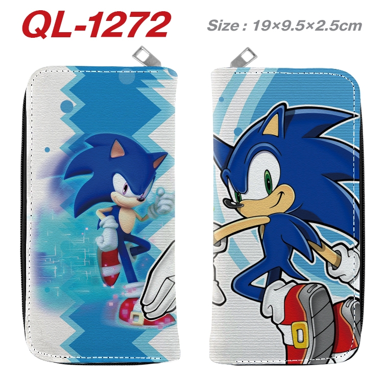 Sonic The Hedgehog Anime pu leather long zipper wallet 19X9.5X2.5CM wallet 19X9.5X2.5CM QL-1272