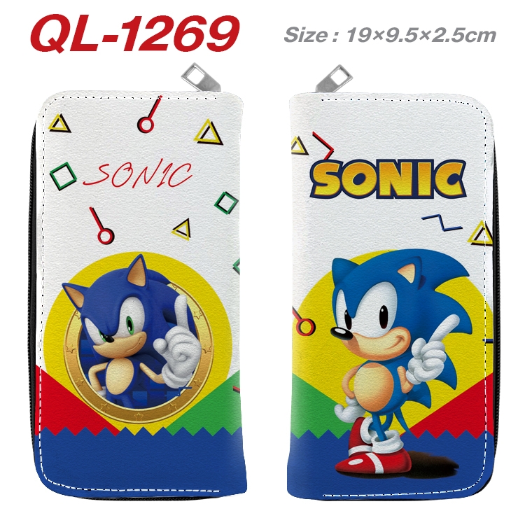Sonic The Hedgehog Anime pu leather long zipper wallet 19X9.5X2.5CM wallet 19X9.5X2.5CM QL-1269
